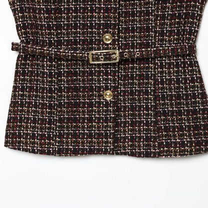 Plaid Belted Textured Vest | Tajstylo