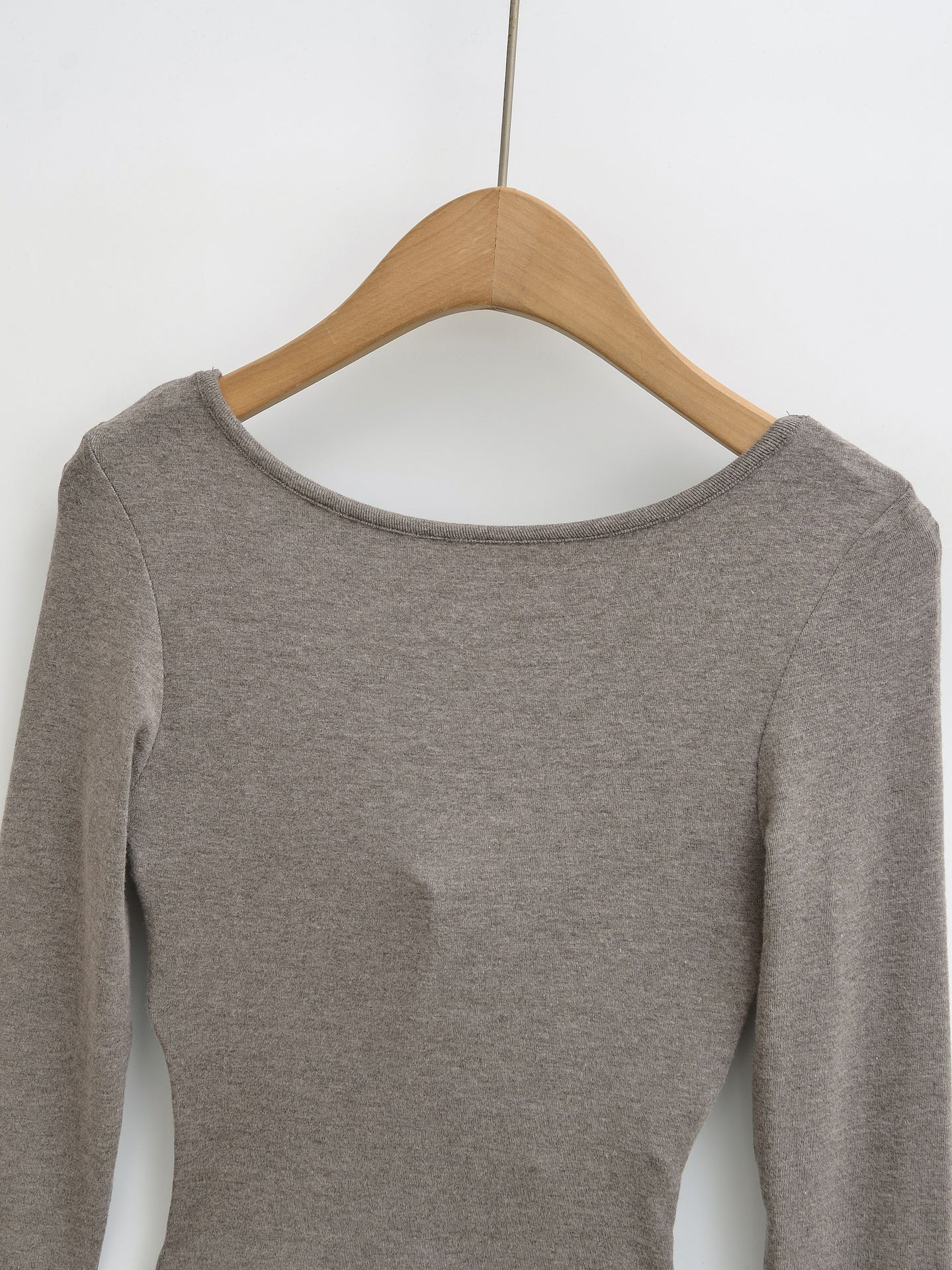 Square Neck Pleated Long Sleeve T-Shirt | Tajstylo