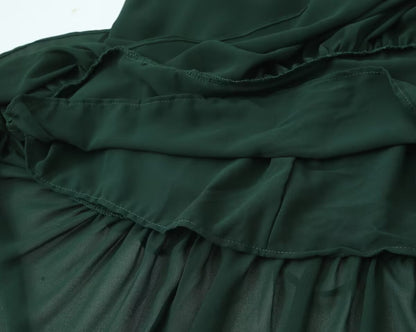 Dark Green Fitted Sleeveless Long Dress | Tajstylo