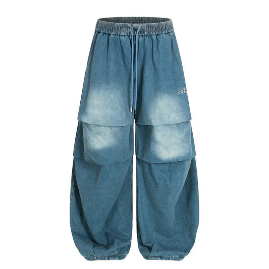 Woman wearing Color Blocked White Pleated Denim Wide Leg Pants in a casual setting