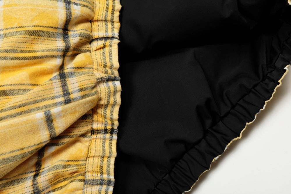 Double Sided Plaid Stand Collar Jacket | Tajstylo