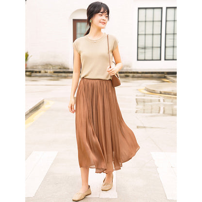 Woman wearing A-Line Skirt in a stylish urban setting