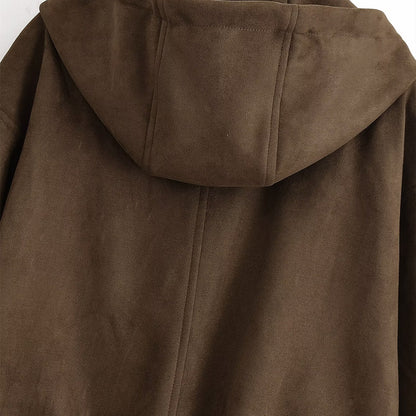 Hooded Suede Look Jacket | Tajstylo