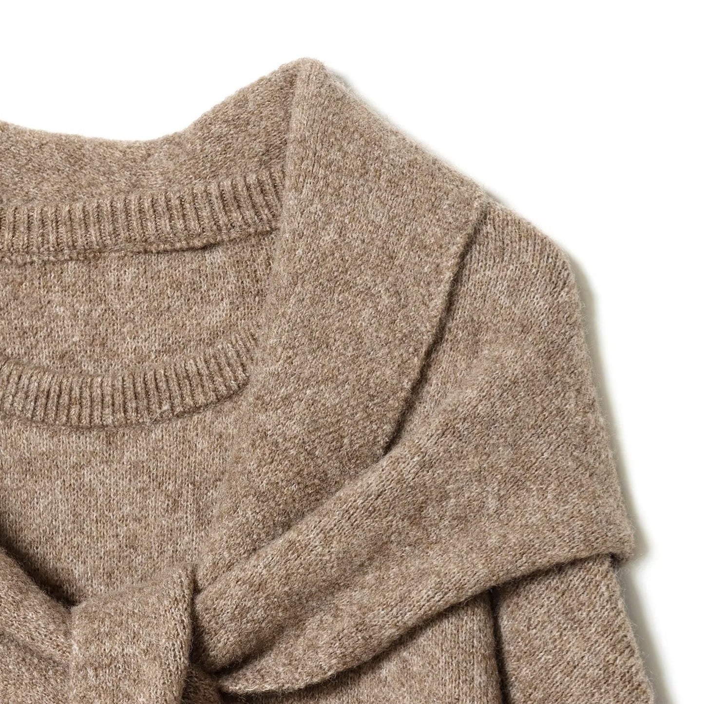 Woman wearing Loose Scarf Knitted Sweater in a casual setting