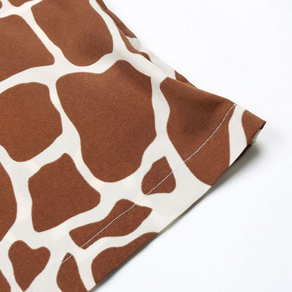 Coffee Animal Print Sleeveless Shirt | Tajstylo