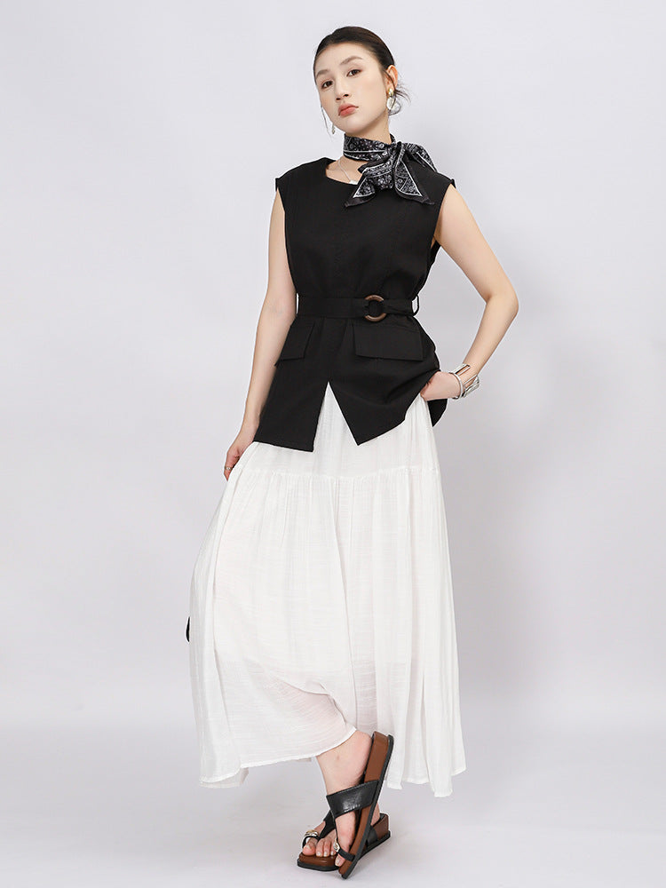 Belt Double Pocket Skirt | Tajstylo