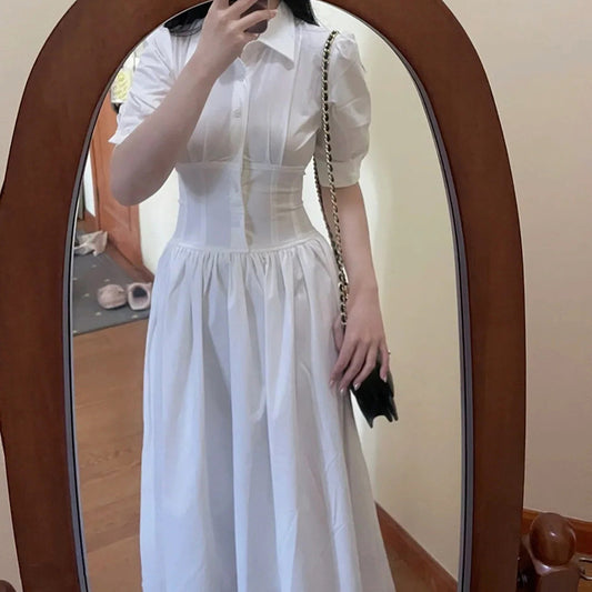 Elegant White Shirt Dress | Tajstylo