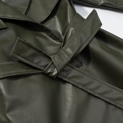 Long Lace Up Leather Jacket | Tajstylo
