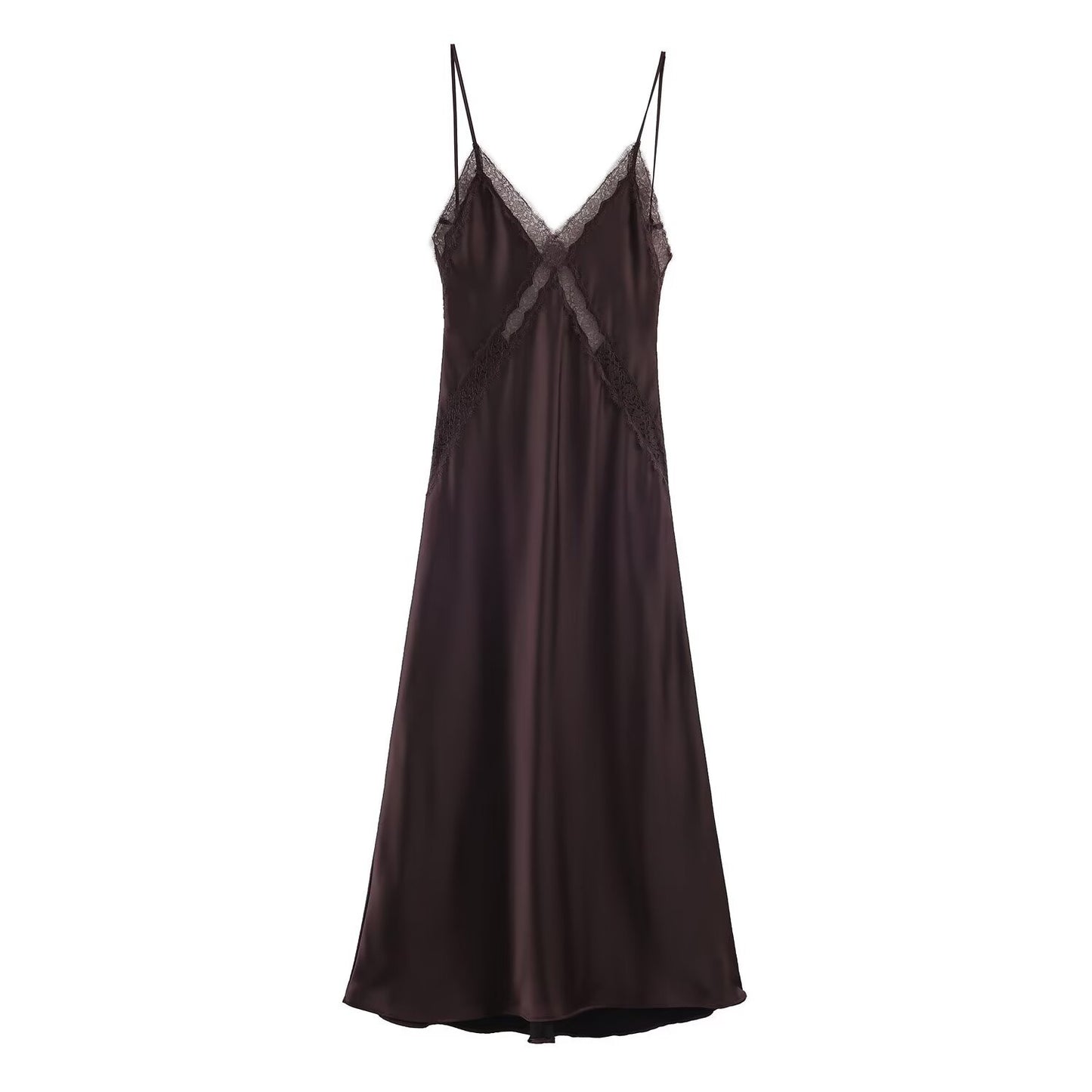 Lace Satin Texture Suspender Dress | Tajstylo