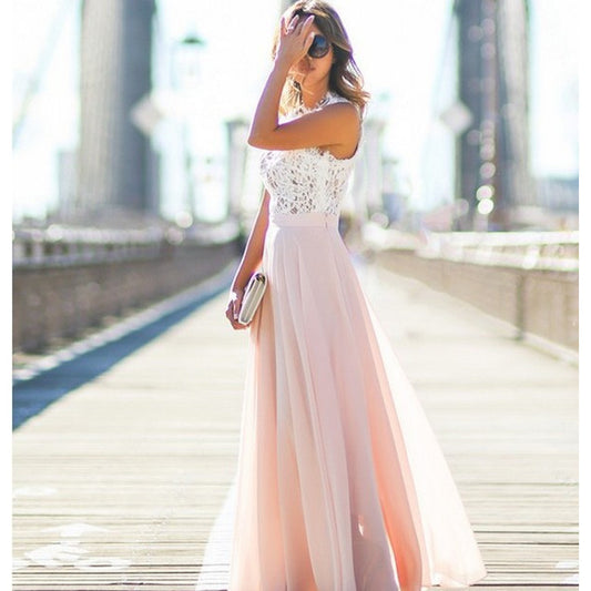 Lace Patchwork Sleeveless Dress | Tajstylo