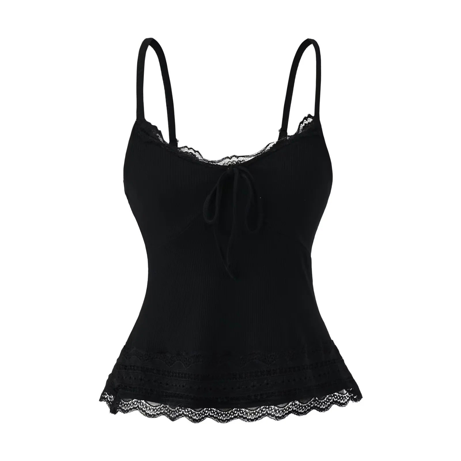 Woman wearing Lace Camisole Vest in a casual outdoor setting
