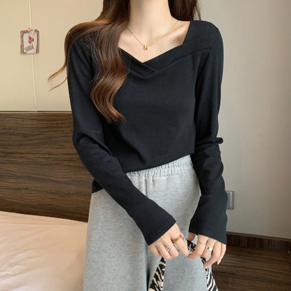 V Neck Long Sleeve Fleece Top | Tajstylo