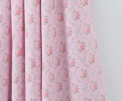 Lace Trimmed Printed Waist-Cinched Midi Dress | Tajstylo