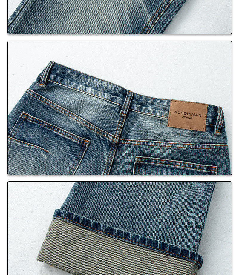 Vintage Washed Denim Jeans with Patchwork | Tajstylo