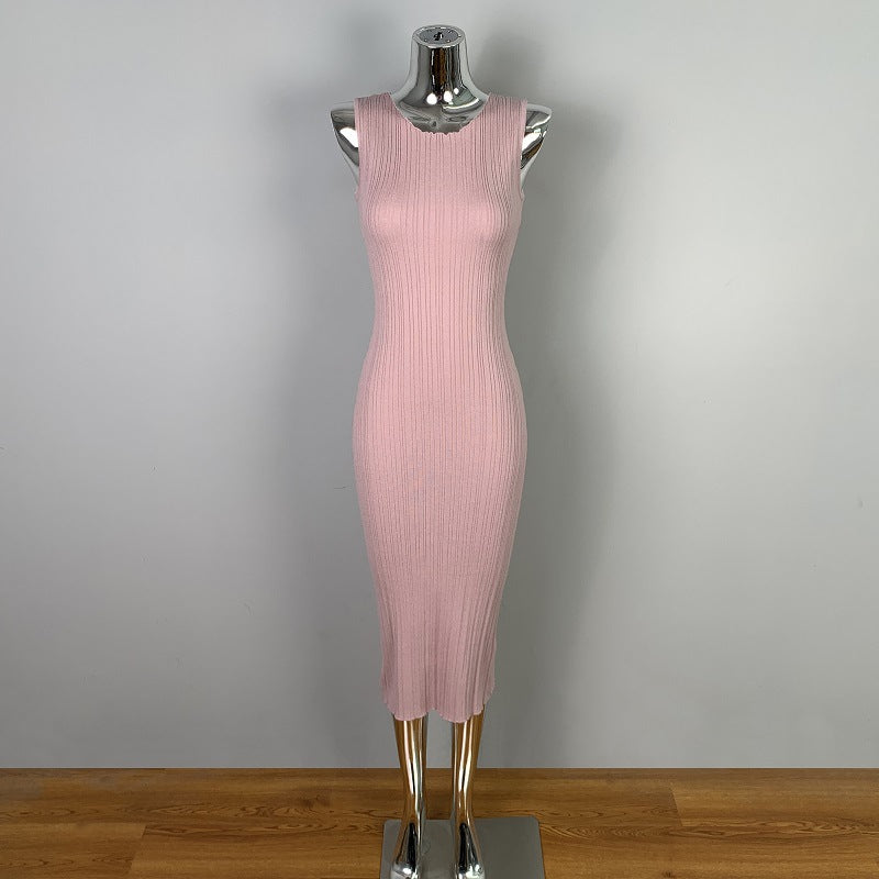 Woman wearing Sexy Sleeveless Dress for Women in a stylish setting