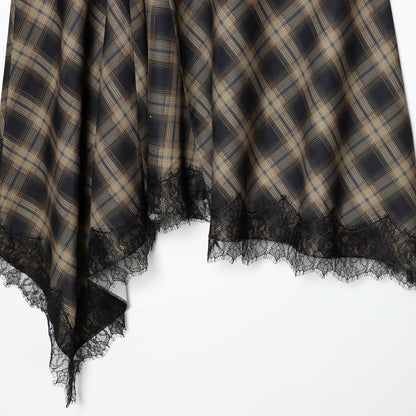 Commuter Plaid Lace Skirt | Tajstylo