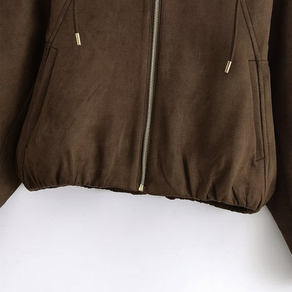 Hooded Suede Look Jacket | Tajstylo