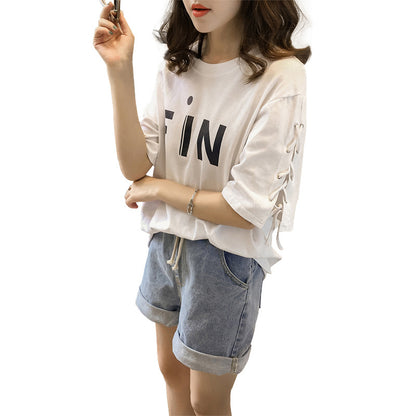 Letter Print Loose Fit T-Shirt | Tajstylo