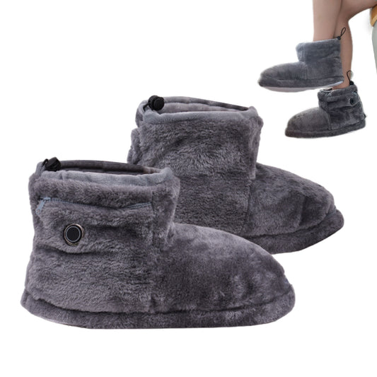 Unisex USB Electric Heated Fleece Home Slippers — Warming Boots – Front View | TajStylo