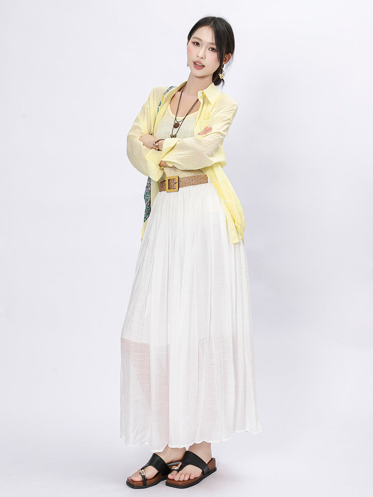 Solid Color A-Line Skirt | Tajstylo