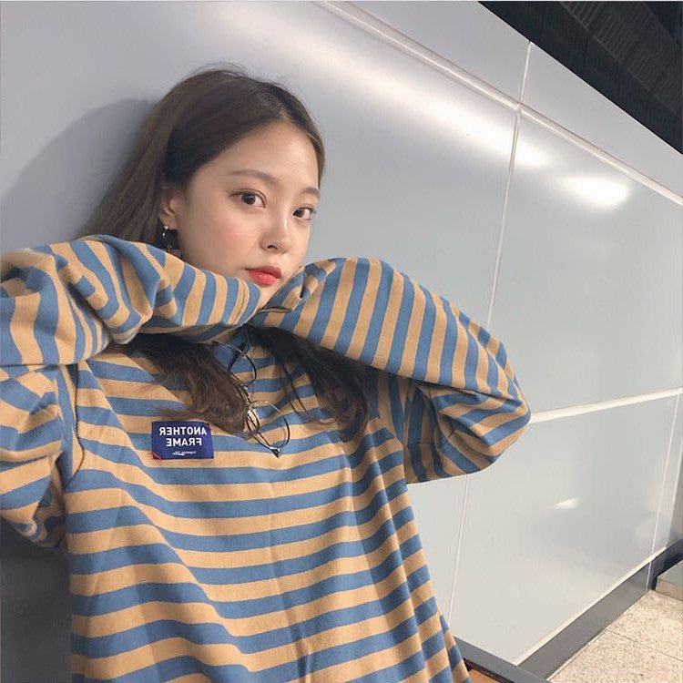 Chic Korean Style Stripe Long Sleeve Tee | Tajstylo