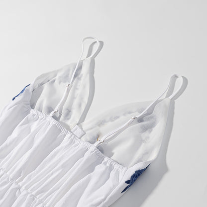 Embroidered Strapless Midi Dress | Tajstylo