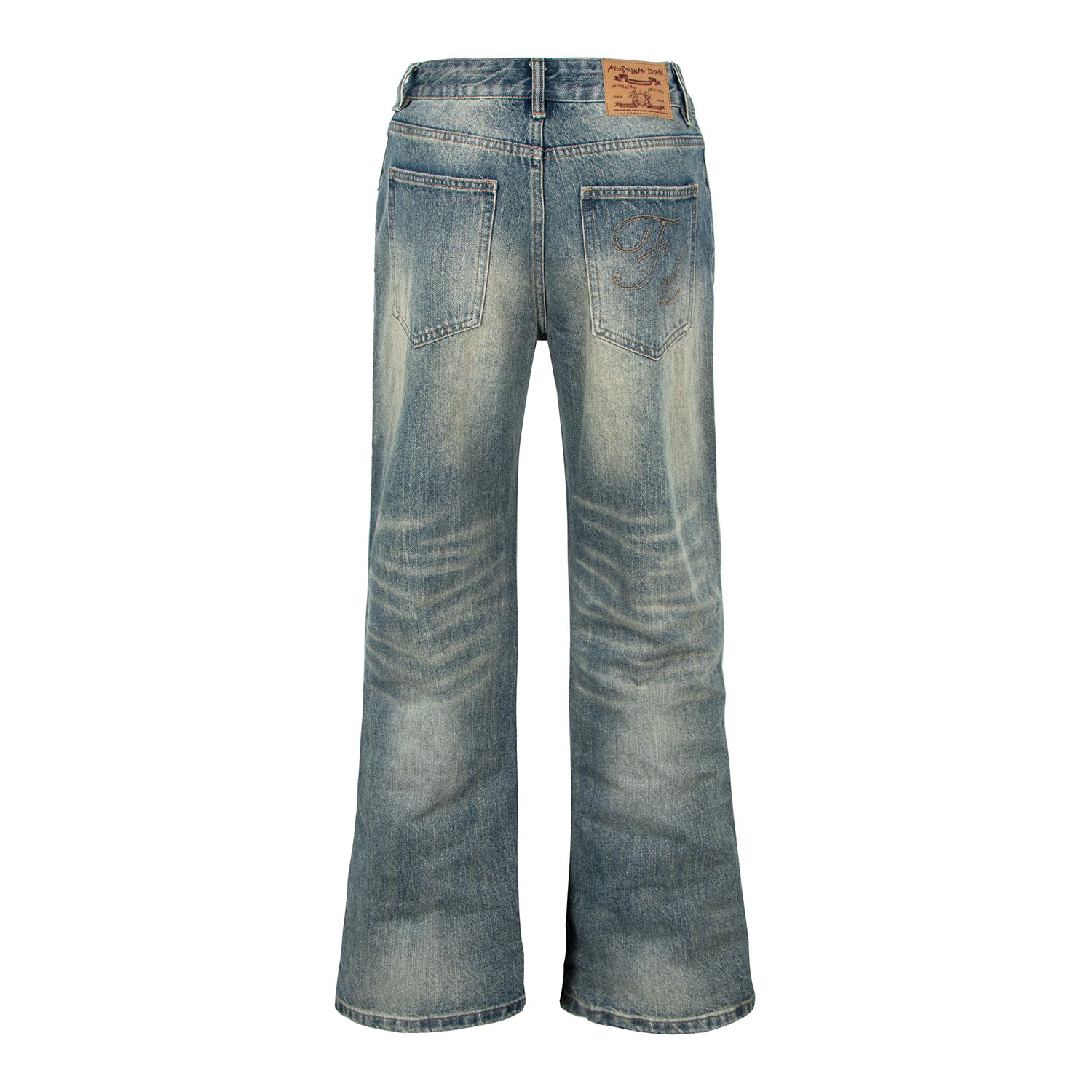 Woman wearing Washed Distressed Cat Eye Denim Pants in a casual setting