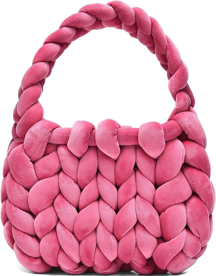 Women's DIY Hand-Woven Crystal Velvet Crossbody Shoulder Bag – Model View | TajStylo