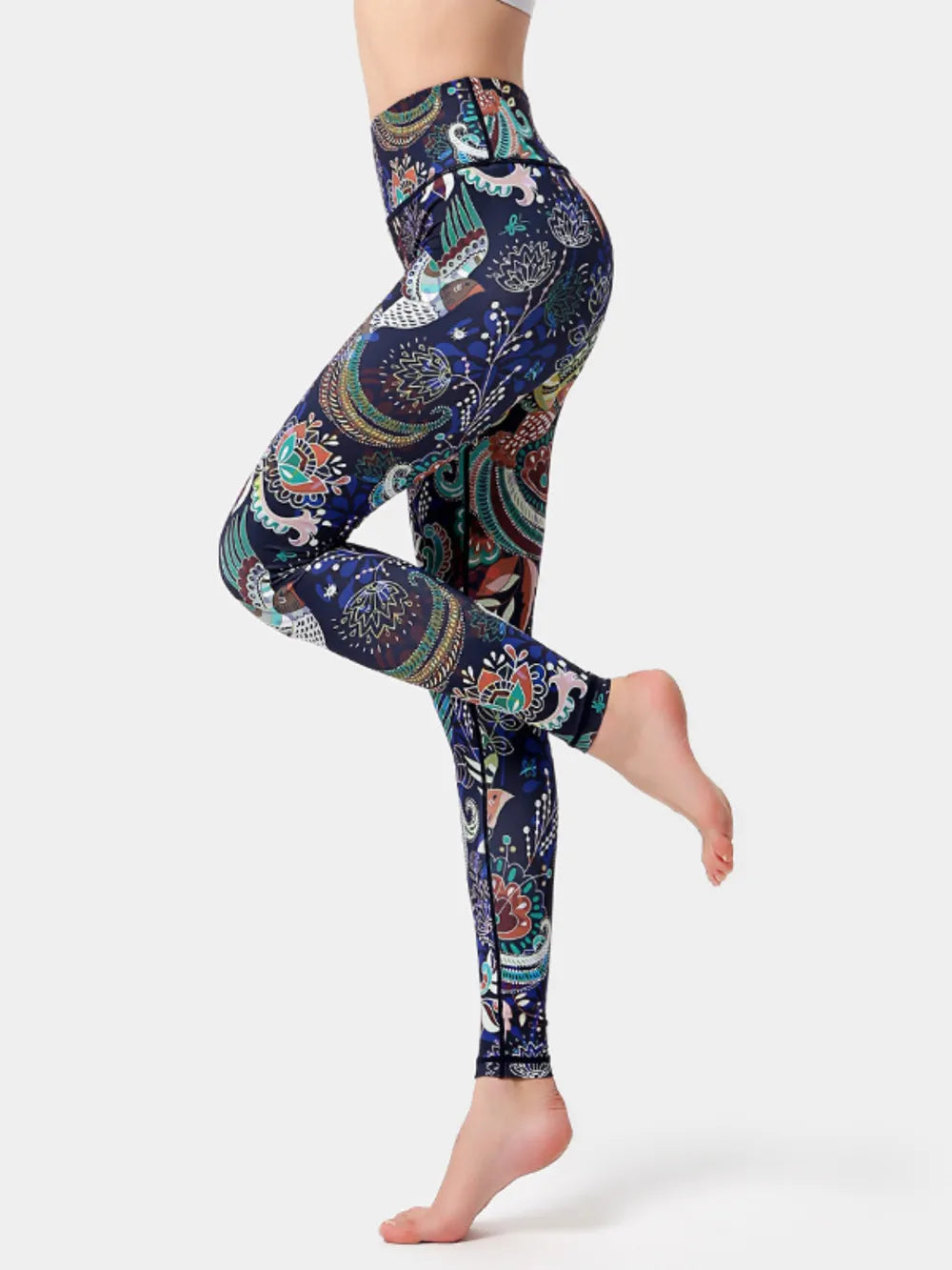 Woman wearing Printed High Waist Active Leggings in an active setting
