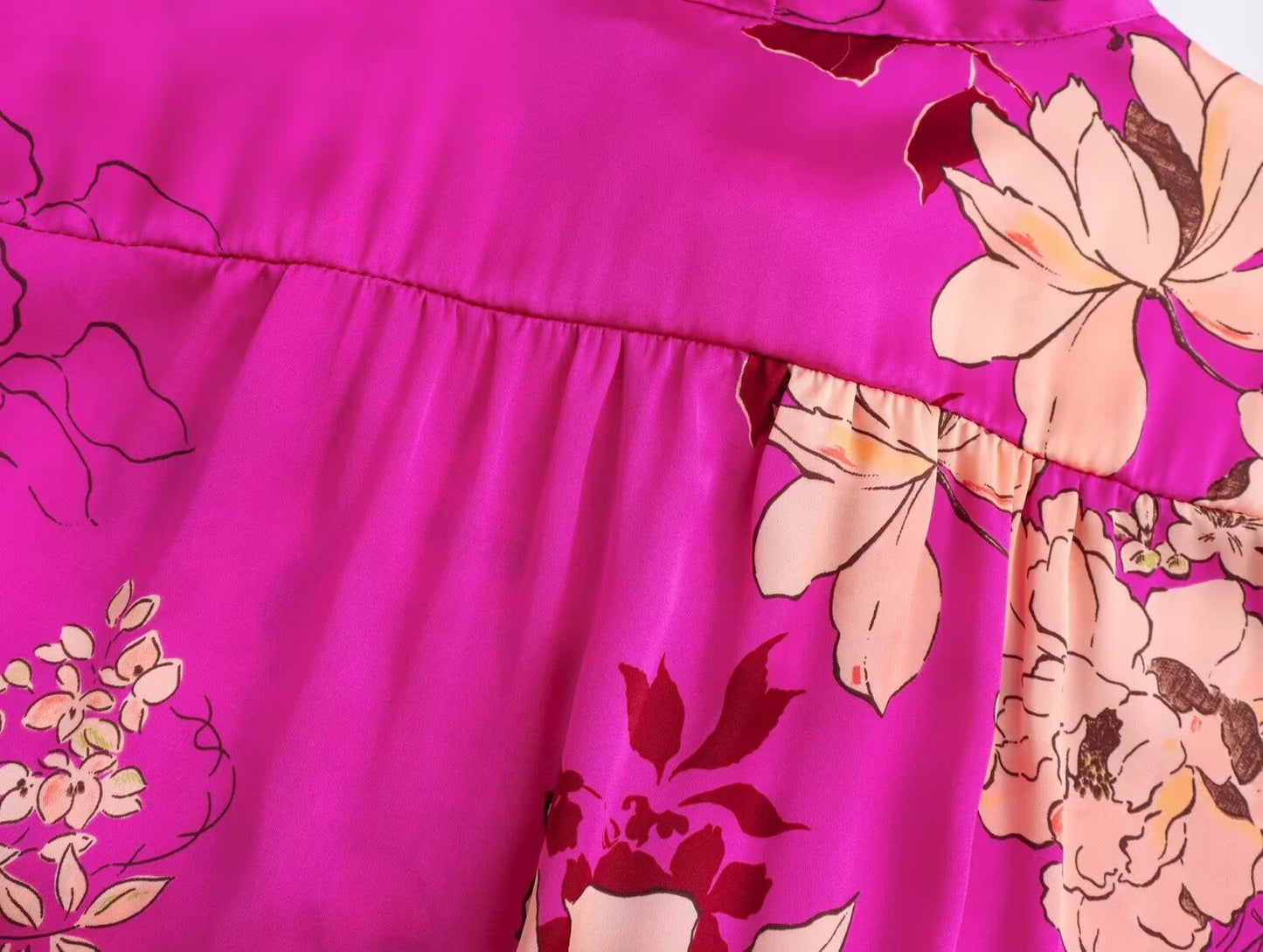 Chic Satin Texture Printed Shirt | Tajstylo