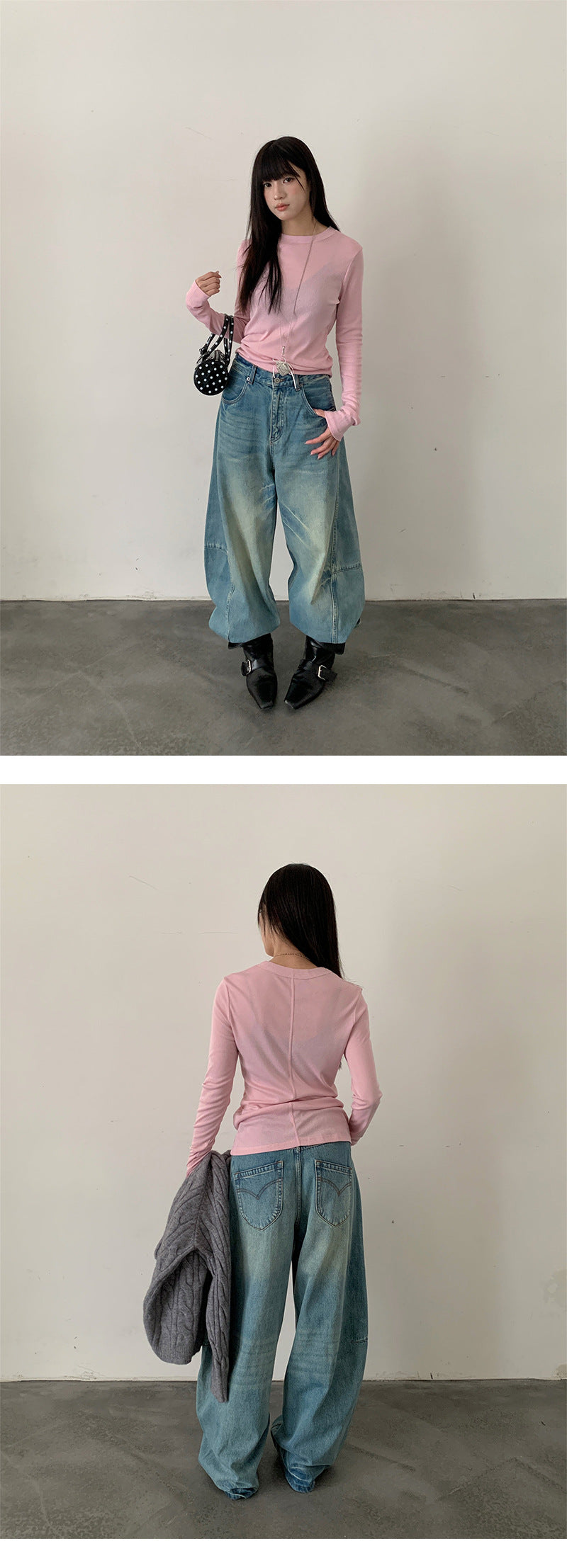 Deconstructed Wide Leg Denim Pants | Tajstylo