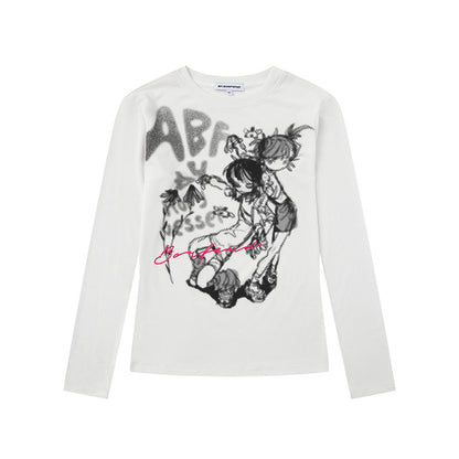 Woman wearing Subculture Graffiti Long Sleeve T-Shirt in a casual setting