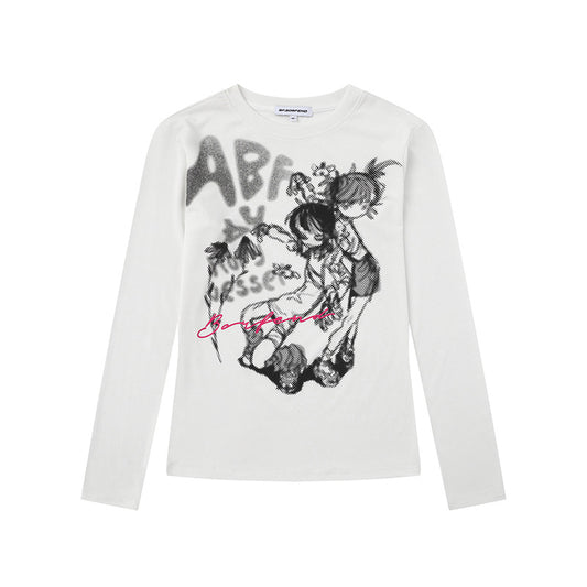 Woman wearing Subculture Graffiti Long Sleeve T-Shirt in a casual setting