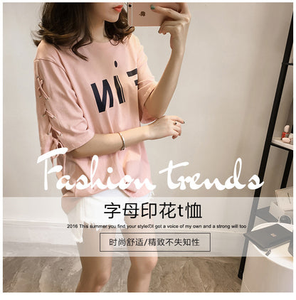 Letter Print Loose Fit T-Shirt | Tajstylo