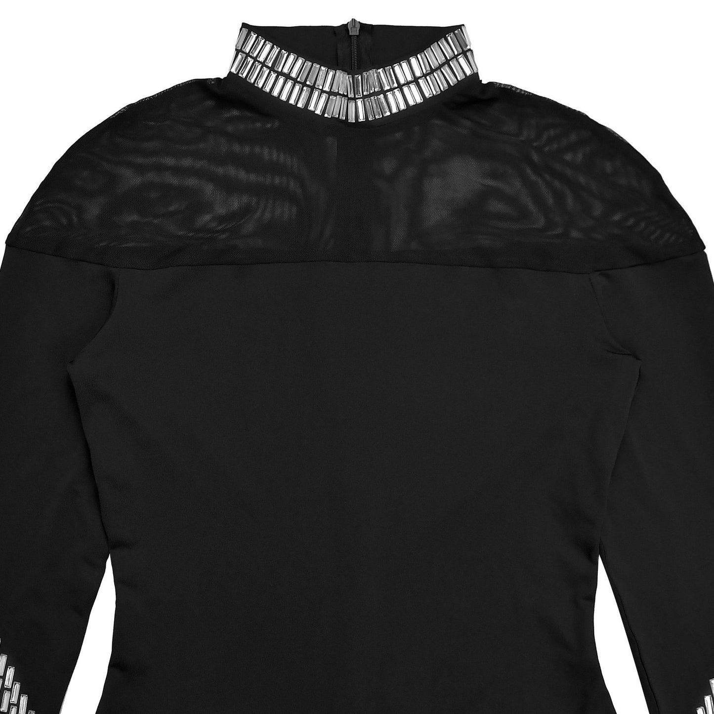 Elegant High Neck Long Sleeve Fitted Dress | Tajstylo