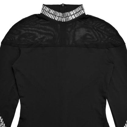 Elegant High Neck Long Sleeve Fitted Dress | Tajstylo