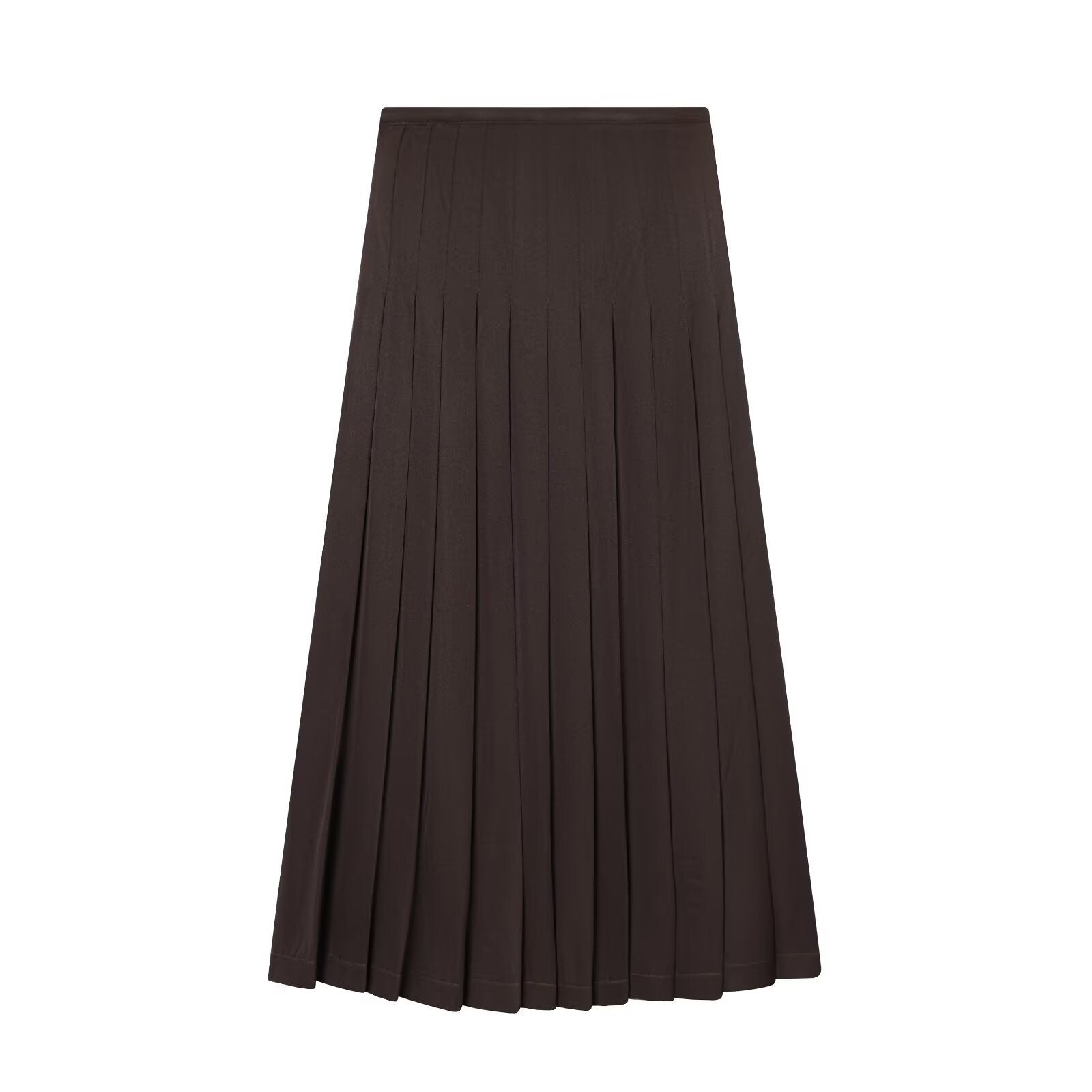 Woman wearing Wide Pleated Midi Skirt in an office setting