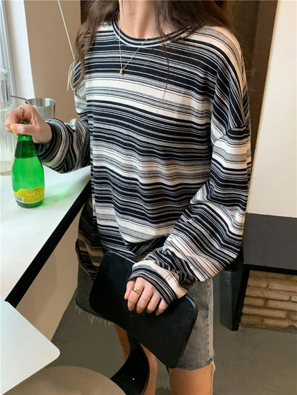 Casual Stripe Long Sleeve T-Shirt | Tajstylo