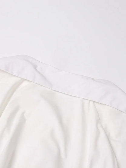 Elegant White Lapel Blouse for Women | Tajstylo