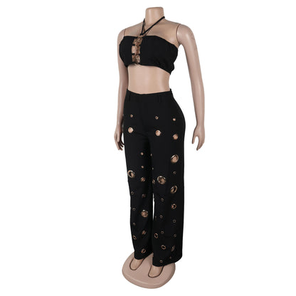 Flattering Ripped Fitted Two-Piece Nightclub Outfit | Tajstylo