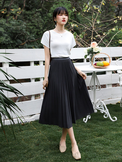 Solid Pleated Skirt for Women | Tajstylo