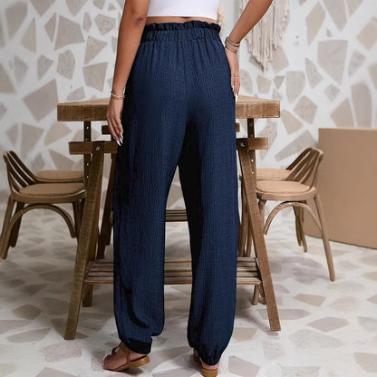 Elastic Solid Color Pants for Women | Tajstylo
