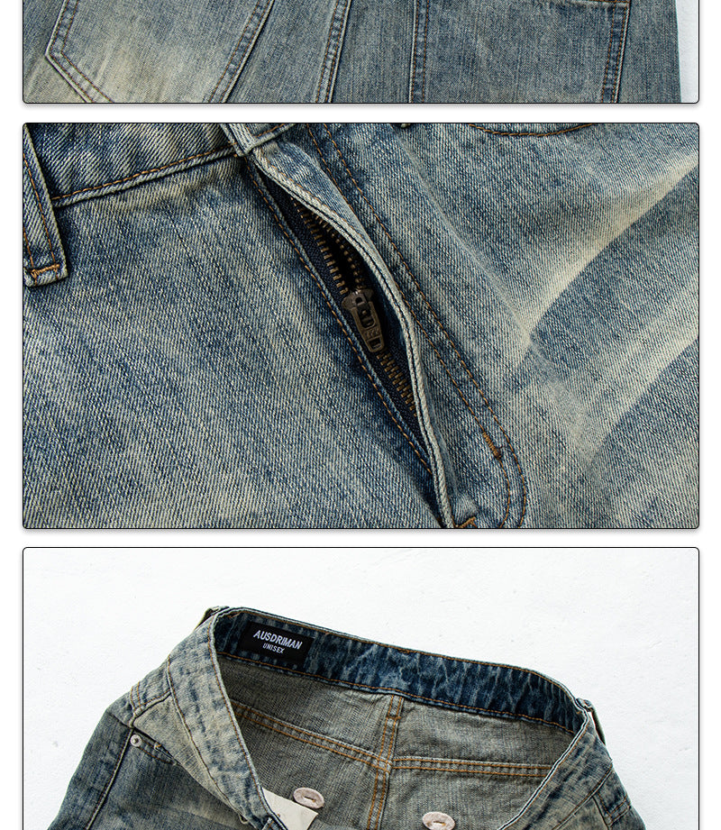 Washed Vintage Catwhisker Denim Pants | Tajstylo