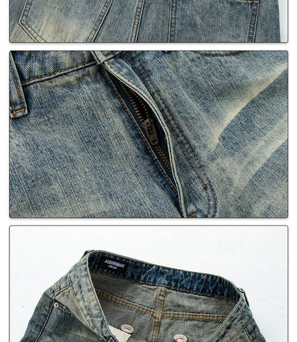Washed Vintage Catwhisker Denim Pants | Tajstylo