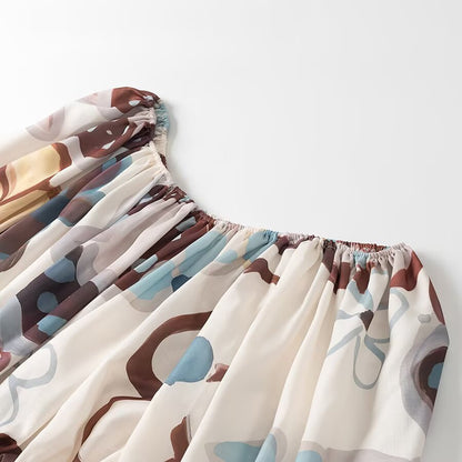 Retro Printed Long Sleeve Outfit | Tajstylo