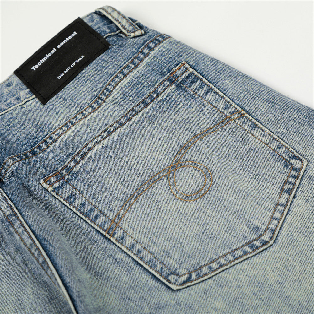 Washed Blue Denim Wide Leg Pants | Tajstylo