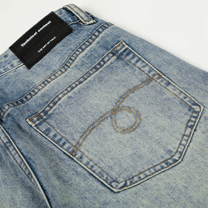 Washed Blue Denim Wide Leg Pants | Tajstylo