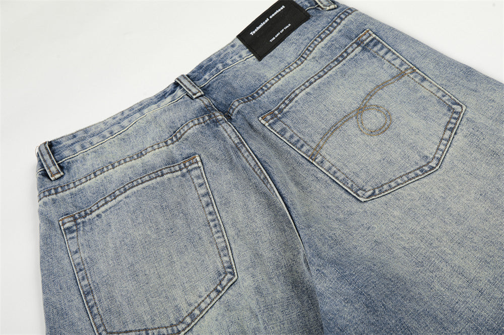 Washed Blue Denim Wide Leg Pants | Tajstylo