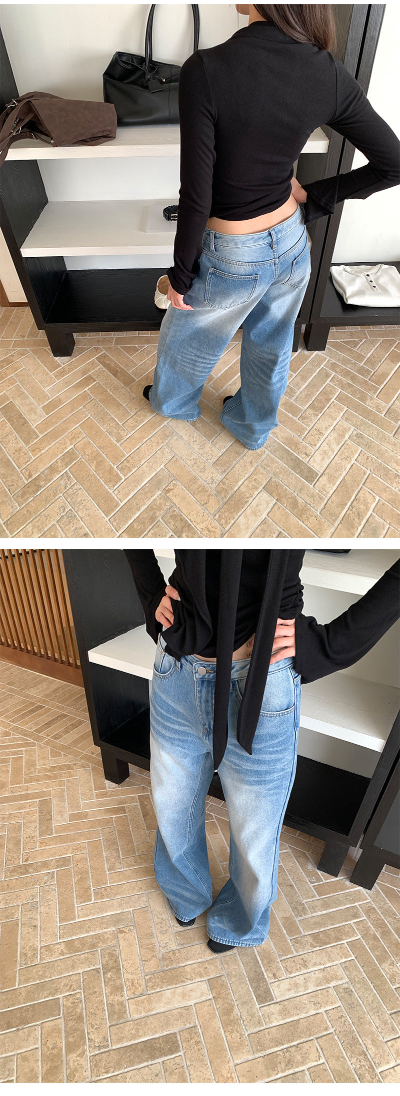Fleece Lined Wide Leg Jeans | Tajstylo
