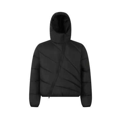 Woman wearing Hooded Loose Fit Thick Down Jacket in a winter setting